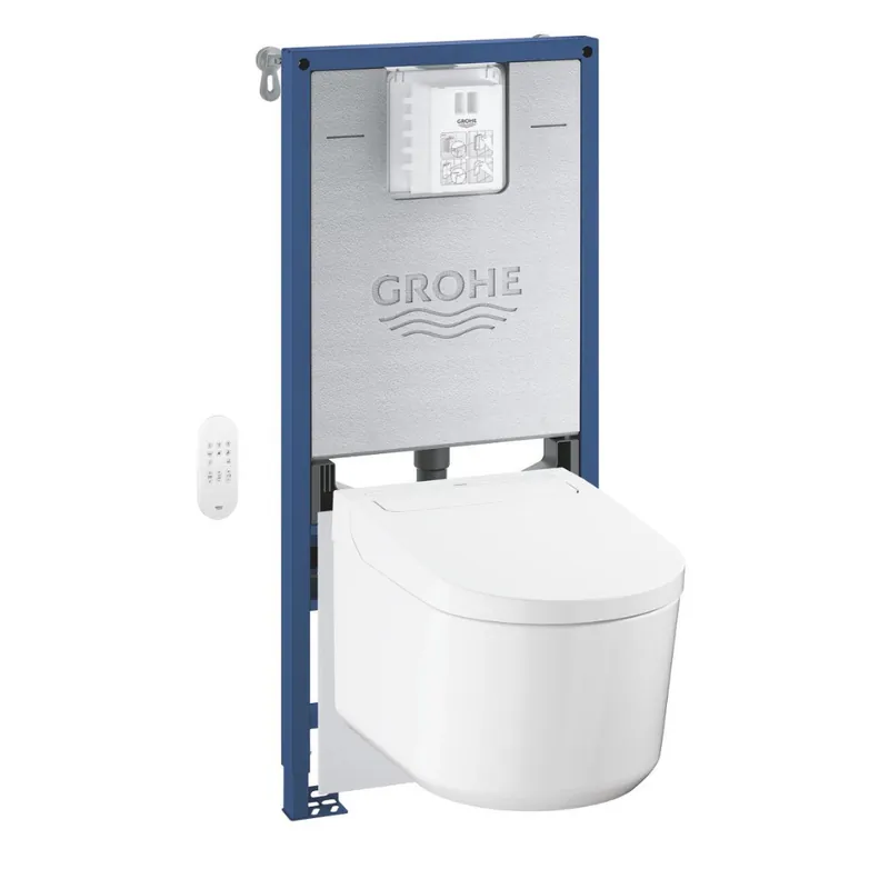 Pack WC Bâti-support Rapid SLX + WC lavant suspendu Sensia Alpine + Fixations murales + Set d‘isolation phonique (G36509SH0)