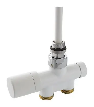Robinet thermostatique 1 point DN15 (1/2") xDN 20(3/4") bi-tube passage droit, blanc