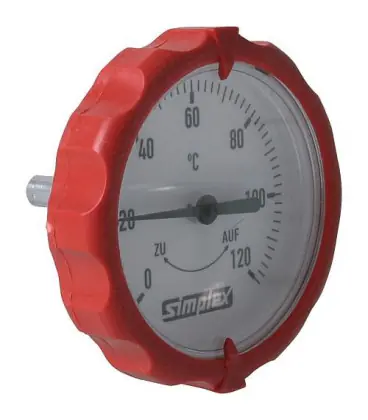 Poignee de thermometre ronde thermometre integre diam. 63 mm --rouge--