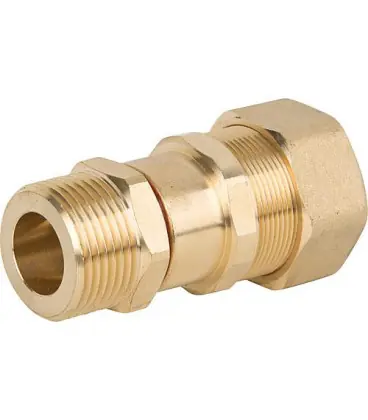 Raccord a vis pour tuyau spiralé DN25x1 1/4" joint plat male, laiton joint HT graphite