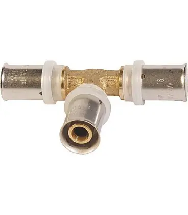 Raccord à sertir té réduit p. tube multicouche, contour TH 50x4,0mm - 50x4,0mm - 40x3,5mm