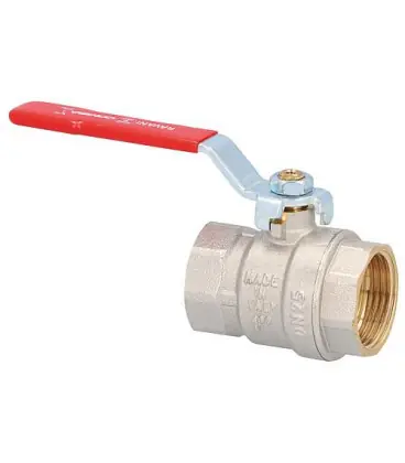 Robinet a boisseau spherique laiton DN25(1") fem/fem avec lever man. acier rouge, PN35
