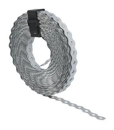 Bande perforée ondulée acier zingué, largeur 17 mm, rouleau 10 m