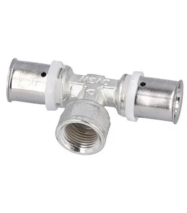 Raccord a sertir pour tube multicouche, piece T femelle, etame, 16x2 - 1/2" - 16x2mm