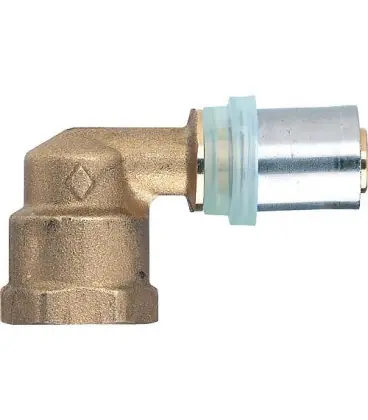 Raccord a sertir multicouche coude 90° reducteur filet. fem. 14x2mm - 1/2", contour TH