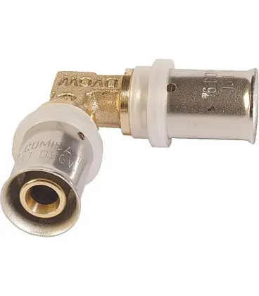 Raccord à sertir pour multicouche, coude 90° 16x2 - 16x2mm, contour TH