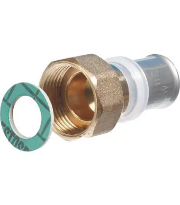 Raccord a sertir pour multicouche contour TH, raccord transition, joint plat, 32x3 - 1" fem