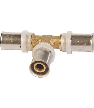 Raccord a sertir multicouche Piece en T sortie milieu reduite 32x3-16x2-32x3mm, contour TH