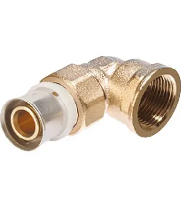 Raccord a sertir p. multicouche, Raccord a vis coude filet fem. 16x2 - 1/2‘‘, contour TH