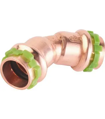 Raccord a sertir en cuivre contour V, coude 45°, fem/fem, VC5041 16 mm