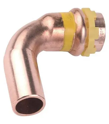 Raccord à sertir en cuivre gaz coude 90° fem/mâle, diam. 54 mm PG 5001 Gaz, contour V