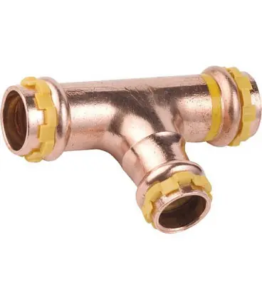 Raccord a sertir en cuivre gaz T reduit 22x15x22 PG 5130 Gaz contour V