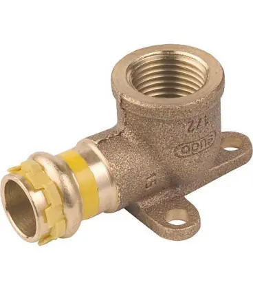 Raccord a sertir en bronze gaz Coude plafond 3 trous 15x1/2 PG 4471G Gaz contour V