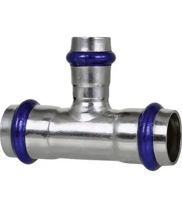 Raccord a sertir inox contour V té réduit 22x18x22 mm