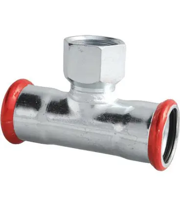 Raccord a sertir acier C T reduit (fem/fem/fem) 28 x 1/2"x 28 mm, Contour M