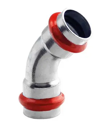 Acier C Contour V Raccord A sertir Coude 45 ° FxF 15 mm