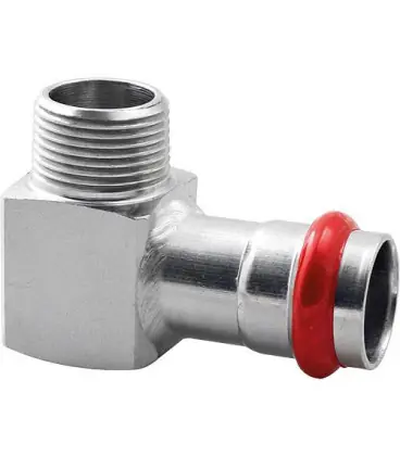 Acier C contour V Raccord A sertir Coude de reduction avec sortie male 22 mm X DN 20 (3/4")