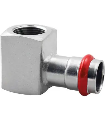 Acier C Contour V raccord A sertir coude de reduction avec sortie femelle 22 mm X DN 15 (1/2")