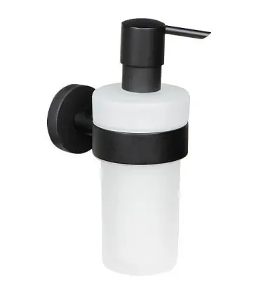 Distributeur de savon Eldrid nero laiton, noir, verre satine fixation incluse