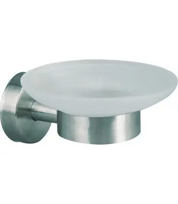 Coupelle a savon Axial verre satiné , inox mat avec fixation