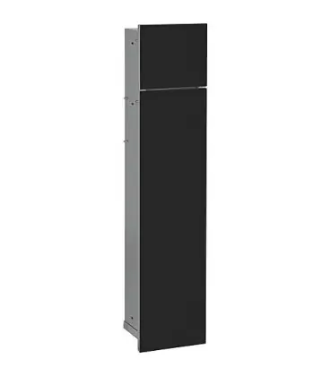 Niche murale WC, 2 portes noires verres, 1 casier dérouleur+1 casier lxh 180x825 mm ouverture gauche