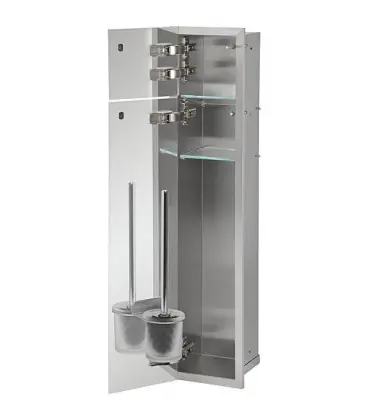 WC container mural, 2 portes pour carrelage, 1 derouleur, 2 casiers butee gauche, 185x975mm