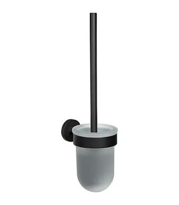 WC-Garniture de brosse Eldrid nero, laiton, noir, verre satine fixation incluse