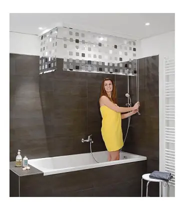Kit rideau d‘angle de douche (lxp) 1320x560 mm EMAGA rideau gris, 100% Vinyle