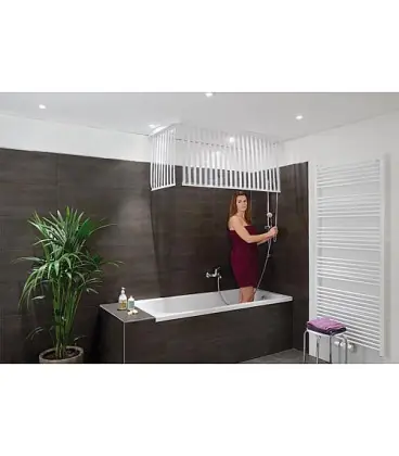 Kit rideau d‘angle de douche (lxp) 1320x560 mm EMAGA Rideau blanc, 100% Vinyle