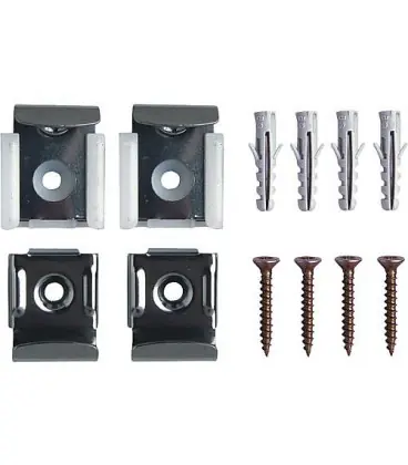 fixation miroir, niro poli 4 pces-complet avec vis et chevilles modèle standard
