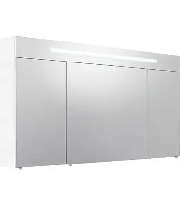 Armoire a glace 3 portes blanc brillant eclairage avec cache 1200 x 740 x 160 mm
