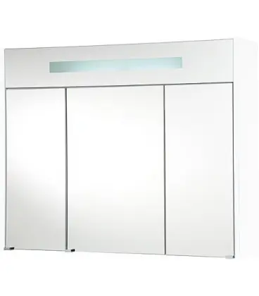Armoire à glace + eclairage en visiere blanc brillant - 3 portes 950x750x188mm