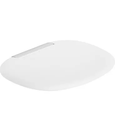 Strapontin Elida en PU blanc fixation alu, 398x57x338mm avec fixation
