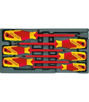 Jeu de tournevis GEDORE VDE 6 pieces en module plast. ABS Schlitz/Pozidriv