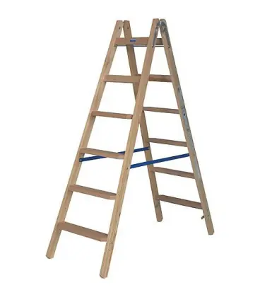 Escabeau-echelle-double (bois), hauteur travail 3,00m hauteur echelle 1,65m 2x6