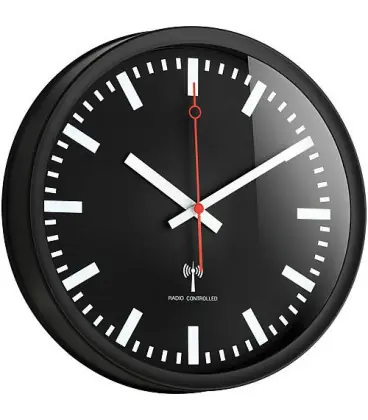 Horloge murale radiopilotee Diam 250 mm noire