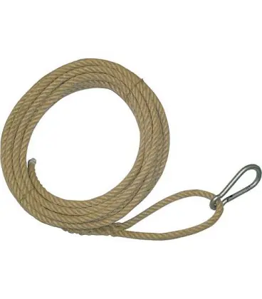 Corde pour montage, boucle d‘un cote avec mousqueton, autre bout lisse chanvre 18 mm, longueur 15 mm