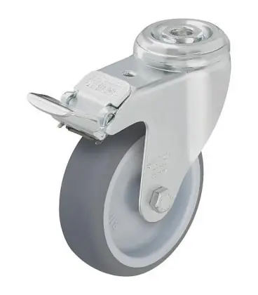 Polie avec arrêtoir en inox LKRA TPA 80G-FI, revet. caoutchouc,capacite charge 100kg