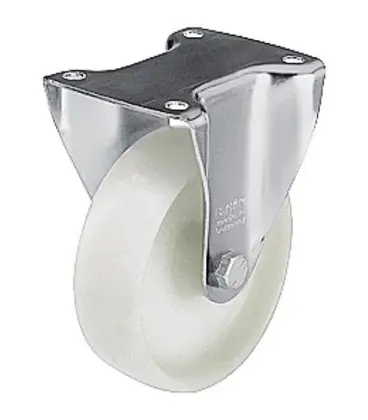Roulette fixe polyamide B-PO 150G, charge limite 300 kg roue diam. 150mm, dim plaque 140x110mm