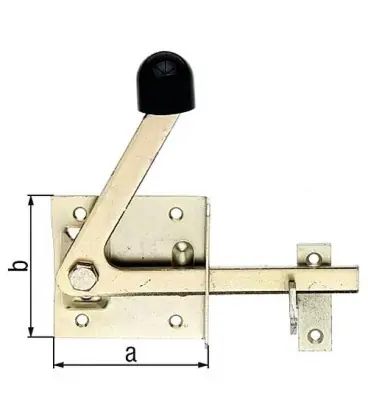 Verrou de portillon 80x80mm, jaune galva