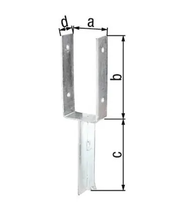 Etrier forme U, fer T 91x200mm, galvanisé a chaud