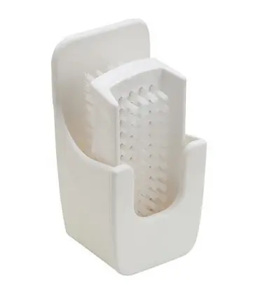 Brosse pour main en plastique avec support mural couleur blanc