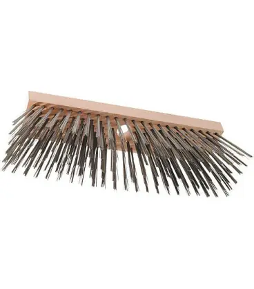 Brosse en fil d‘acier 300 mm en bois plat, avec trou pour manche