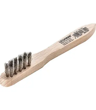 Brosse mini fil inox ondule, 0,15mm et poignee en bois de hetre