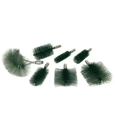 Kit de brosse, fil d‘acier avec filet male, se compose de 3 brosse rondes, 3 carres et 1 de paroi
