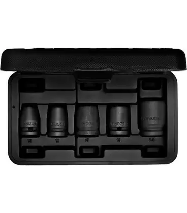 Jeu de douilles impact GEDORE 5 pieces, 1/2", 6-pans, court, SW 10, 13, 17, 19, 24