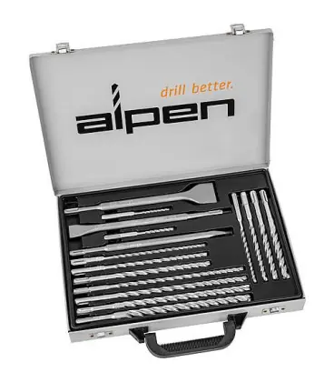 Set foret+burin Alpen 16 pcs SDS-Plus, 6 coupes