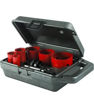 Scie cloche kit 1249 taille diam. 22,29,35,44,51,64mm pour bois, acier, MS, alu et fonte