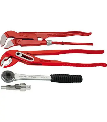 Set d‘outillage II, 3 pieces clé à cliquet, machoire S *BG* pince multiprise