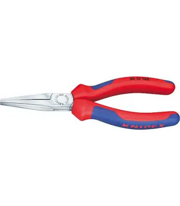 Pince a longs becs chromee avec poignee bicolore machoire plate et longue dentee 160mm